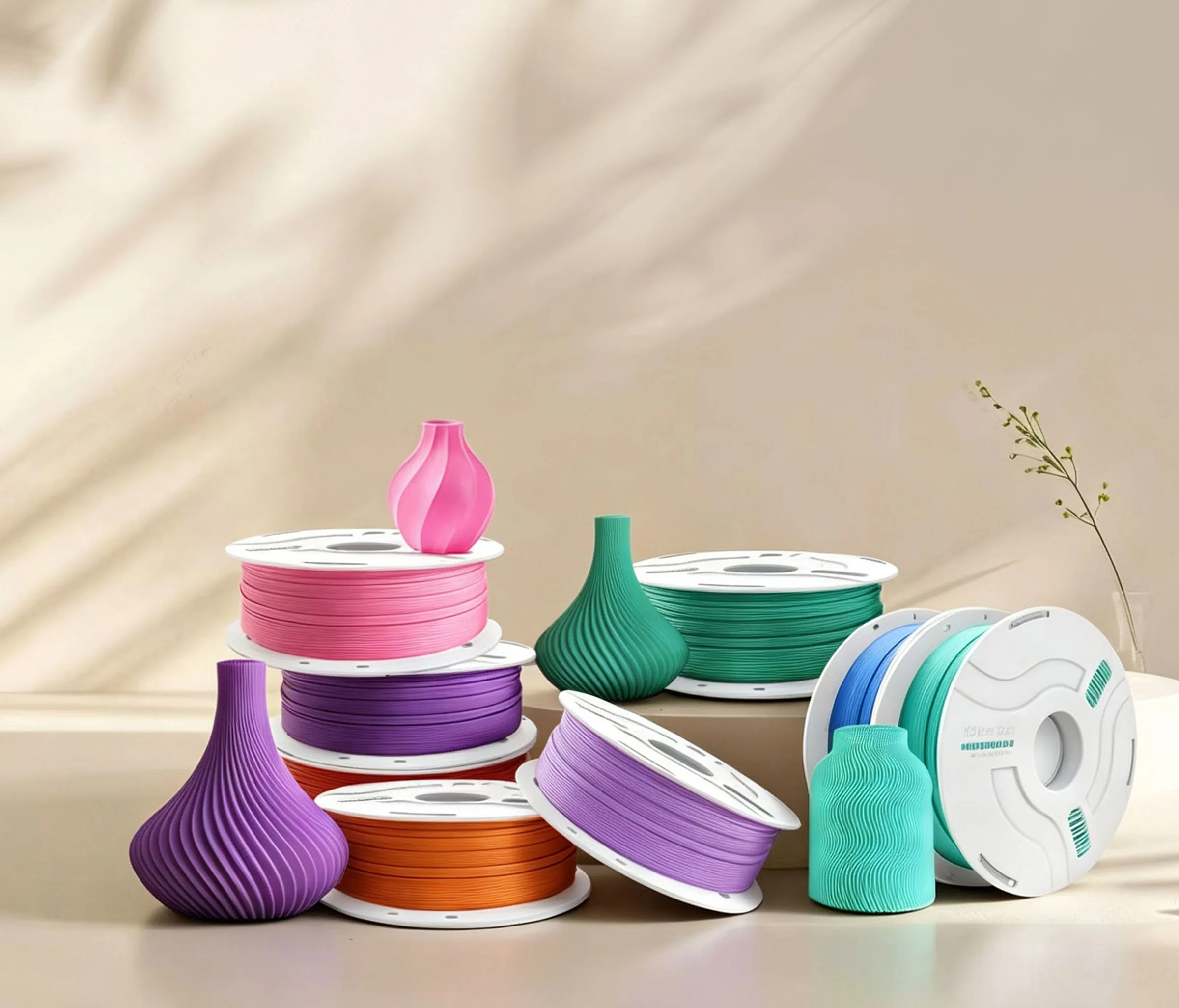 FilamentBay filament spools with printed vases